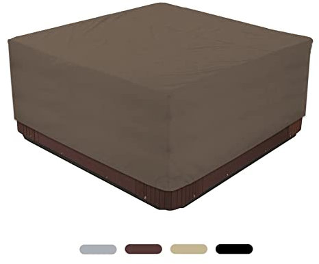 LDIW Heavy Duty 210D Square Hot Tub Cover, Waterproof UV Resistant, Brown, 200 x 200 x 85CM