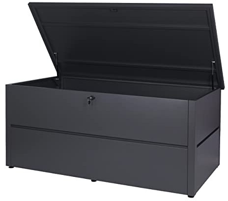 Mendler Gartentruhe HWC-J56, Aufbewahrungsbox Auflagenbox Truhe, Wasserdicht Metall Edelstahl 69x185x85 783l - anthrazit