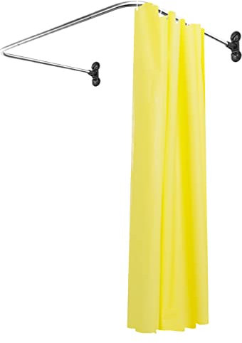 Hershii Curved Shower Curtain Rod U-Shaped Corner Bathroom Curtains Hanger Pole Decorative Extendable Bathtub Metal Showers Rail Bar, Wall Mounted or Suction Cups Install - Black