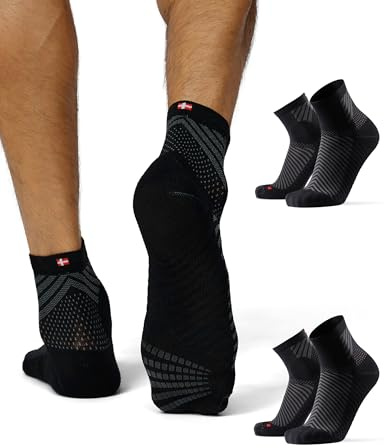 DANISH ENDURANCE Löparstrumpor med Silikongrepp, Halkfria, 2-pack | Löparstrumpor med Silikongrepp, Halkfria, Motverkar Blåsor, för Trailrunning, Vandring & Träning, Unisex