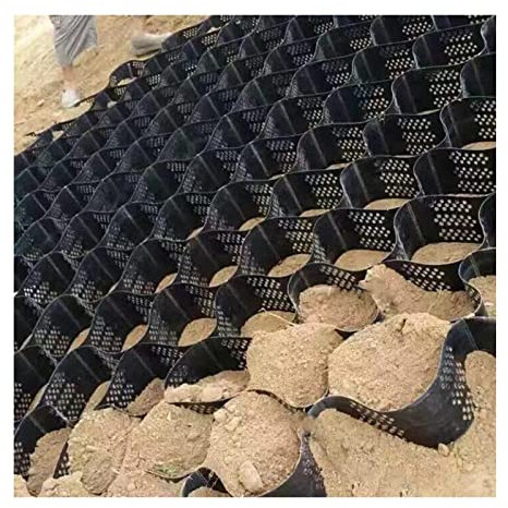 QWEASDF 5 cm(2 in) Schwerlast-Geogitter, Geo-Raster für Stützmauern, HDPE-Geo-Gitter, Durchlässiges Bodengitter für Hangauffahrten, Hält den Hang, 5 * 10m(16.4 * 32.81ft)
