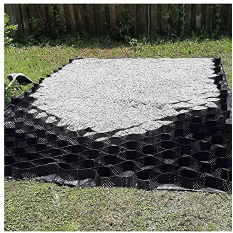 QWEASDF 5 cm/2 in Kiesgitter, Kiesmatten, Rasengitter Geogitter, HDPE-Geo-Gitter, Durchlässiges Bodengitter, für Hangauffahrten, Gärten, Parkplätze, Waben-Geocell,5 * 10m(16.4 * 32.81ft)