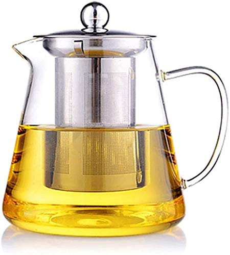 BEZAX Teekanne Gusseisen-Teekanne Klarglas-Teekanne mit Edelstahlsieb und Deckel für losen Tee 450 ml Teezubehör (Size : 900ml)