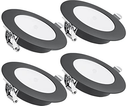 acegoo 4 x 12V Einbaustrahler Wohnmobil LED Einbauleuchte mit Ein/Aus-Dimmschalter&Blaues Nachtlicht Spot 3W 285lm Dimmbar Einbauspot Downlight für Boot Wohnwagen Camper Küche(Schwarz 4000K)