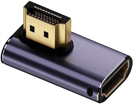 cablecc Adaptador de extensión HDMI macho a HDMI 2.1 hembra, perfil bajo, vertical, en ángulo de 90 grados, UHD 8K 60 Hz HDTV