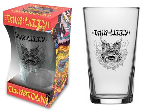 Thin Lizzy Beer Glass Chinatown Band Logo Official Boxed One Size