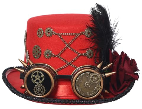 BLESSUME Zylinder Hut mit Brille for Karneval, Halloween, Mottoparty