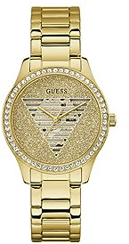 Guess Ladies 38mm Watch - White Strap White Dial Gold Tone Case