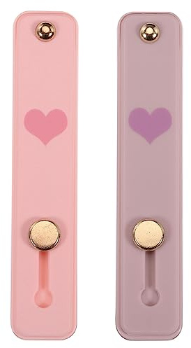 QUARKZMAN 2 pcs Téléphone Boucle Doigt Support Silicone Téléphone Sangle Poignée Porteur Portable Poignée Support pour Plupart Téléphone-intelligents Lumière Rose,Lumière Violet