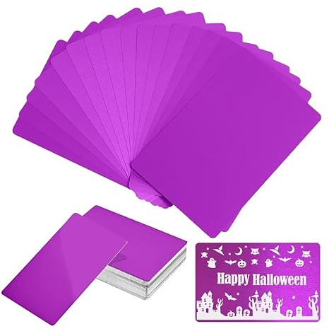 FONLAND Biglietti da visita in metallo, 50 pezzi 10 colori 0,4 mm spazi vuoti in metallo anodizzati per biglietti da visita, per carte regalo fai da te per clienti d'ufficio
