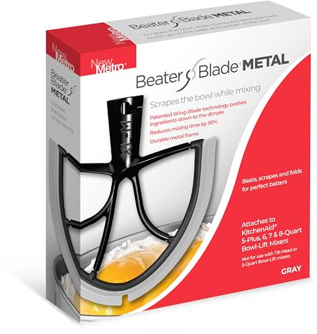 New Metro Design Beater Paddle Replacement Blade, Fits 5-Plus, 6, 7 & 8-Qt Bowl-Lift Stand Mixers, Gray
