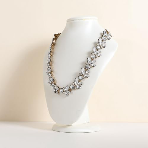 GemeShou White necklace display stands for selling, Leather necklace storage organizer, Large jewelry bust mannequin for boutique store【White Necklace bust】