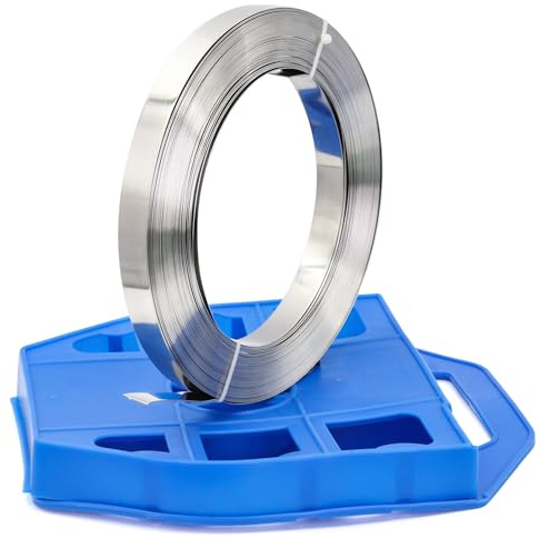 MgcTolBox Stahlband V2A 30 m, Metall Stahlkabelbinder Extra Stark, Montageband, Stahlbandrolle zur Montage von Verkehrsschildern | 19 x 0.76 mm | 1 Rolle - 30 m