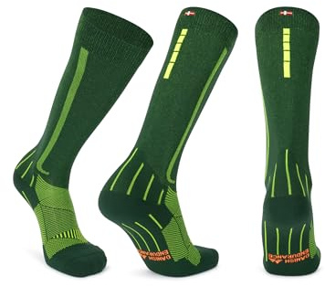 DANISH ENDURANCE Calze Compressione Graduata Uomo Donna 21-26 mmhg, Recupero, Viaggi, Sport, Verde/Giallo, 39-42