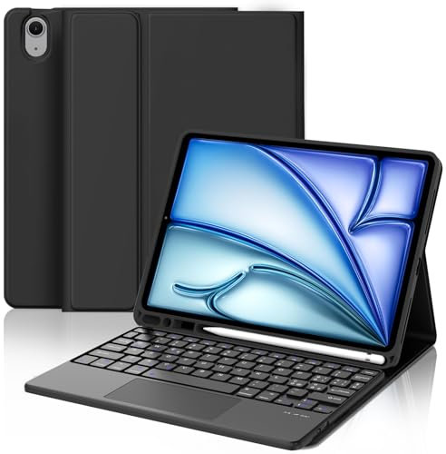 JADEMALL Tastiera con Trackpad per iPad Air 11 M2/M3 2024/2025, Italiano ‎QWERTY Tastiera Bluetooth Staccabile con Touchpad per iPad Air 11 Pollici M2/M3 2024/2025, Nero
