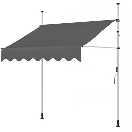 LXRHLIKG Einziehbare Klemmmarkise, Wasserabweisende Polyester Klemm Markise, Einziehbarer Sonnenschutz mit Kurbel für den Hinterhof (Color : Gray, Size : 138 * 47in/350 * 120cm)