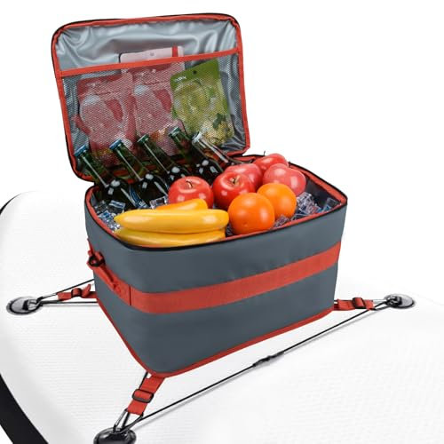 Wasserdichter Paddelboard-Kühler, Decktasche mit Netztasche oben, verstellbare Riemen, 24 Dosen, Sup isolierter Rucksack-Kühler für Strandausflüge, Campingausflüge, Kajakfahren, Reisen und Partys im