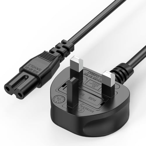Ancable 1M Power Cable Black 2 Pin Figure 8 Power Lead | Compatible with LG, Sumsang TV, Xbox etc.