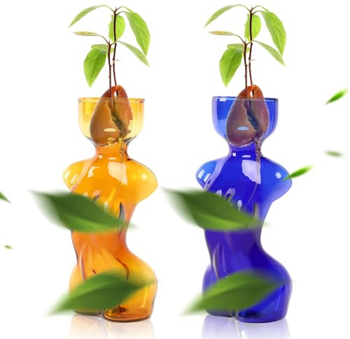 CYZglass Propagation Vases for Plants Plant Propagation Jars Unique Body Avocado Vase Glass Planter Perfect for Seed Starting Water Rooting and Home Decor Gift for Father