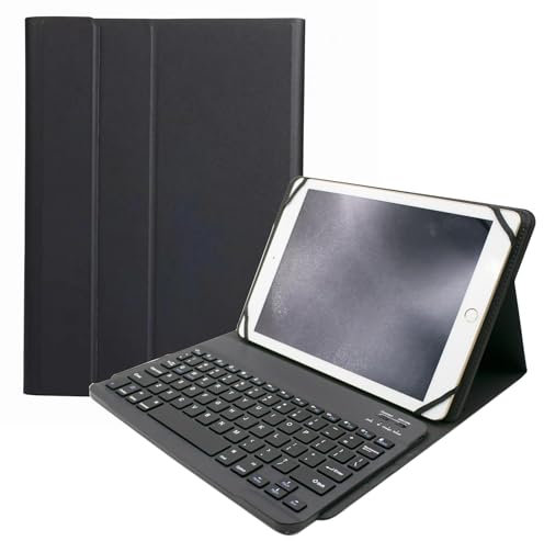 HLTOOP Custodia Universale con Tastiera per Tablet da 9,7,10,1,10,2,10,5,10,9,11, con Tastiera Bluetooth Wireless Rimovibile,Black German Layout