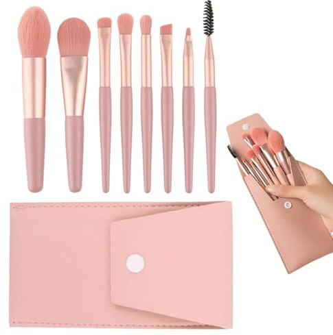 Pennelli Per Trucco Da 8 Pezzi, Dotati Di Custodia Portatile Da 1 Pezzo, Set Di Pennelli Per Trucco Multifunzionale, Strumenti Per Il Trucco, Pennello Per Fard, Pennello Per Sopracciglia