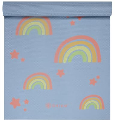 Gaiam Kinder-Yogamatte, Übungsmatte, Yoga für Kinder mit lustigen Aufdrucken, Spielzeit für Babys, aktive und ruhige Kleinkinder und Kleinkinder (152,4 cm L x 61 cm B x 3 mm dick)