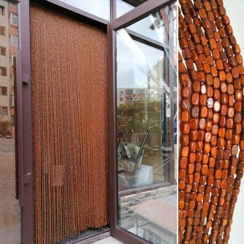 LRYELWA Bambus Perlenvorhang Bambusvorhang Hängender Türvorhänge Fadenvorhang Dekoration Teilervorhang Panel für Schlafzimmer Wohnzimmer Flur,Orange,Anpassbar (101 Strands 100cm x 220cm)