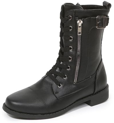Générique Femme Bottes Confortable Bottines en Cuir avec Fermeture éclair latérale et Boucle pour Femme, Bottines Confortables, mi-Mollet, Hiver Outdoor Confortable Chaudes Boots (Black, 37)