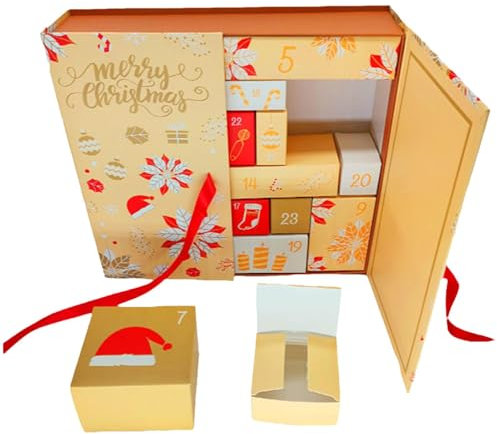 Boîte de calendrier de l'Avent à remplir, 24 boîtes colorées réutilisables à remplir, boîtes vides pour calendrier de l'Avent, remplissez vos propres boîtes de calendrier de l'Avent, en carton, avec