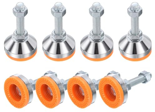 sourcing map 8 Pack Adjustable Heavy Duty Leveling Feet, 50mm/2 Dia Base M12 x 50mm Thread Anti-slip Shock-absorbing Furniture Leveler Legs for Workbench, Machine, Cabinet