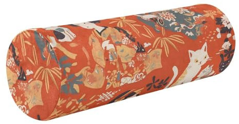 WDdZzyy Nackenrolle mit japanischer Katze, Geisha, mit abnehmbarem, waschbarem Bezug, Plüschkissen zum Schlafen, Zuhause, Reisen, Nacken, Kopf