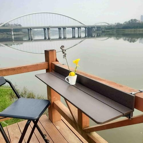 Balkontisch Verstellbar Wandklapptisch - Wetterfest Outdoor Gartenmöbel Platzsparend Hängender Beistelltisch für Terrassengeländer und Terrassen