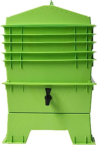 Compostador De Lombrices Verdes, Sistema De Compostaje Exterior De 3 Bandejas, Compostador Grande Multifunción For Exteriores, Compostador Aireado, 40 X 40 X 52 Cm