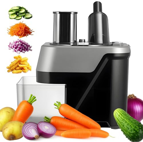 Cortador De Verduras Electrico 4 En 1, Automática En Dados, Rebanadora, Trituradora Y Cortadora En Tiras Para Cebolla, Papa, Repollo, Verduras Y Frutas, Con 4 Cuchillas De Acero Inoxidabl