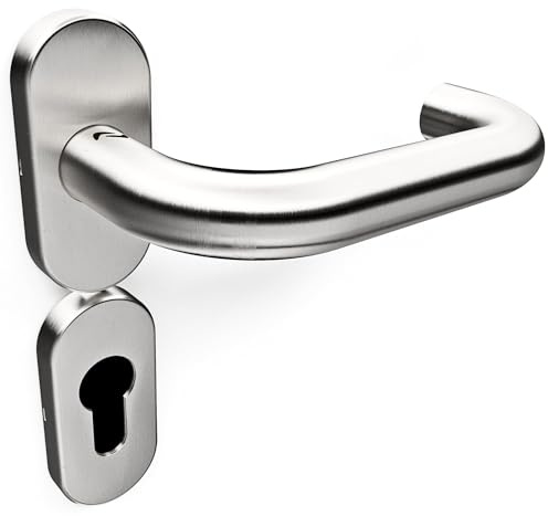 Sempro Felix Oval - Drückergarnitur aus rostfreiem Edelstahl für Gartentore, flexibler Schraubenabstand von 45 bis 50mm (5er Pack)