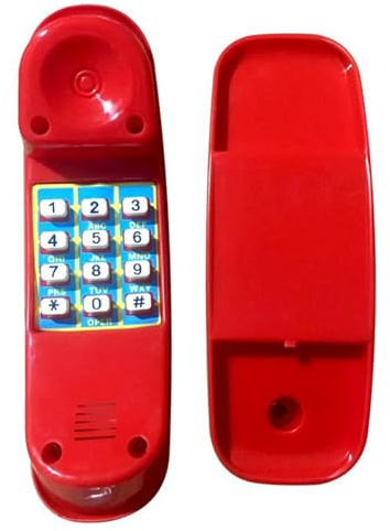Spielzeugtelefon mit Zifferntaste, realistisches, leichtes Kunststoff-Kindertelefon, 8 x 3 x 2 Rollenspiel für Kinder zum interaktiven Lernen ab 3 Jahren, rote Spielzeugtelefone für Kleinkinder von 1