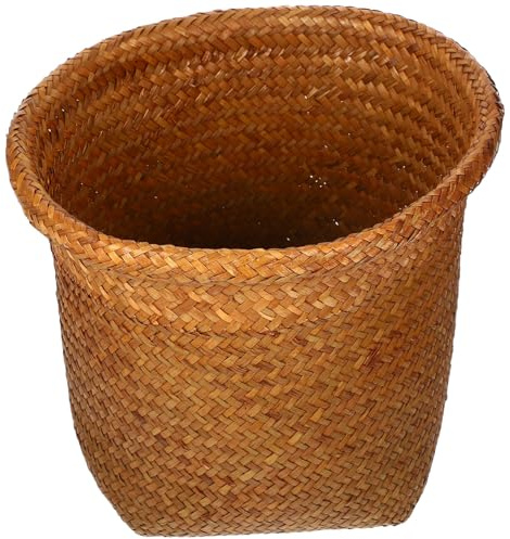 MAGICLULU Panier de Bureau en Rotin Tressé Naturel, Corbeille à Papier Décorative Multifonctionnelle, Taille Moyenne, Rangement pour Déchets et Articles Divers, pour Salon, Chambre et Salle