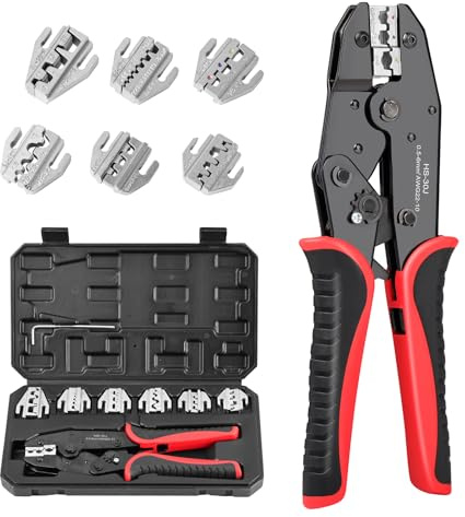 Crimpadora Terminales Eléctricos, 7 en 1 Alicates de Crimpado Profesional (0.5-35mm²), Herramienta Crimpado Solar MC4 para Terminales Aislados y No Negro