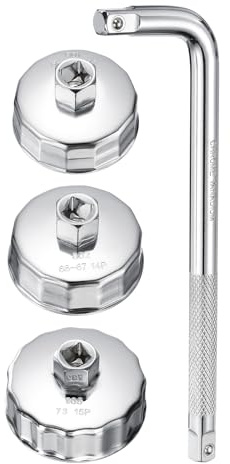 QUARKZMAN Llave Para Tapa De Filtro De Aceite 14/15 Ranuras 64mm-73mm Diámetro 1/2 CR-V Acero Cuadrado Con Barra Curva Tipo Copa Llave Para Extracción De Filtro De Aceite Métrica Para