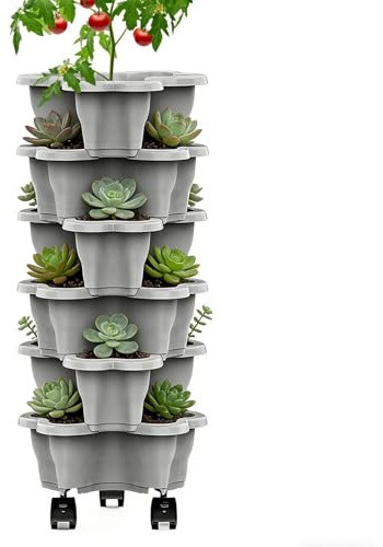 Genérico Maceteros Apilable para Fresas Exterior, 6 Niveles Jardinera Fresas,25x10cm Juego De Jardineras Verticales, Maceta Multicapa Fresa para Balcón, Jardín, Interior Y Exterior