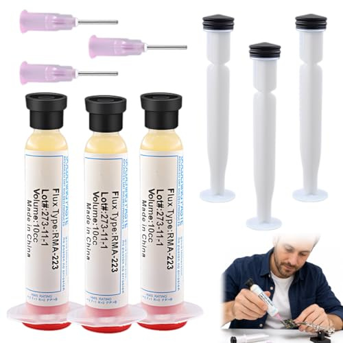 TRMPLX 3 Pezzo YF-RMA-223 Flussante per saldatura a stagno,Flussante No-Clean Senza Piombo a base di Rosin,per Saldatura di Telefoni, BGA, SMD, PCB, Ecc.Riparazione Elettronica 10ML*3(J)