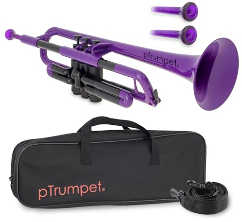 PINSTRUMENTS Trompete aus Kunststoff, 3C-Mundstück und 5C-Mundstück mit Tragetasche, komfortabler, ergonomischer Griff, authentischer Bb-Sound für Schüler und Anfänger, langlebige ABS-Konstruktion,