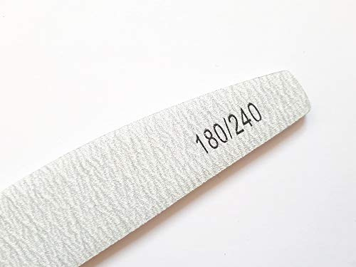 8X Nail Files Zebra Shape Half Moon Chose GRIT Double Sided Emery Board (GRIT 180/240)