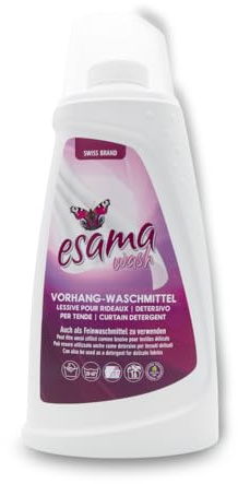 esama wash Vorhang-Waschmittel (1 L) - Für weiße und farbige Gardinen aus Synthetik, Mischgewebe & Baumwolle, Tiefenreine Wäsche bereits ab 20 °C | Für Gardinen aus Synthetik, Mischgewebe und Baumwolle, tiefenreine Wäsche bereits ab 20 °C