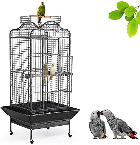 Yaheetech Jaula para Pájaros Jaula Grande con Ruedas 81 x 77 x 160 cm