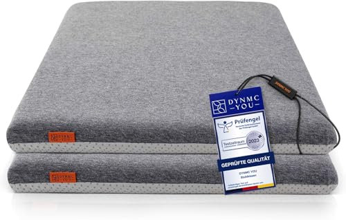 Sitzkissen Stuhl 40x40 cm im 2er Set – Sitzkissen Outdoor mit Memory Foam -Sitzkissen für Indoor & Outdoor Nutzung – Mittelhart H3 Sitzpolster Gartenstuhl Balkon Terrasse – Garten Sitzpolster Grau