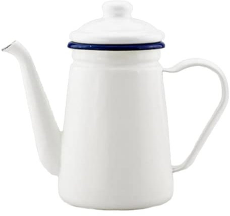 JMAHM Teekanne Emaille Kaffeekanne 1L Wasser Kanne Kann für Kaffee, Tee, Milch, Öl Verwendet Werden, Induction Cooker Gas Stove Universal (Weiß)