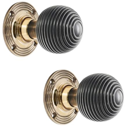 Infinity Decor 100% Pure Ebony Wood Door Knobs/Bun & Beehive Wooden Door Knob/Retro Style Vintage Country Cottage Period Home Door Handles 2 Designs (Ebony Beehive)