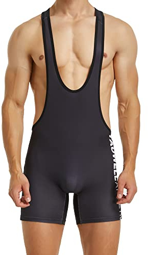 YUFEIDA Sportskjortor för män aktiva undertröjor One Piece Boxer Singlet Brottning Bodywear Aktiv Baslager Bodysuit, C/Svart, L