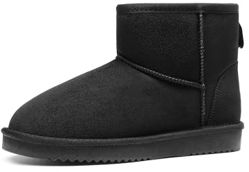 DREAM PAIRS Damen Schneestiefel Winterstiefel Snow Boots Bequeme Flache Schuhe Wärme und Komfort FuzzyClassic I Niedriger Stiefel,Size 39,Schwarz,DSB214-1